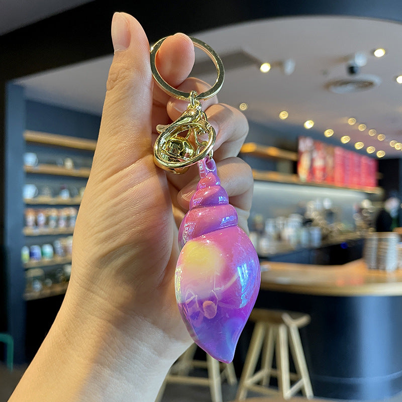 Wholesale Electroplating Colorful Acrylic Conch Keychain